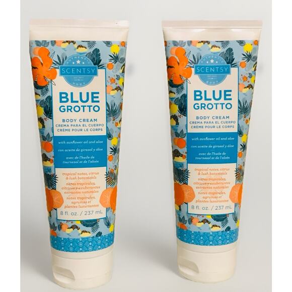 Scentsy Blue Grotto Body Cream Tropical Notes 8oz Lot Of 2 New & Sealed - Picture 1 of 4